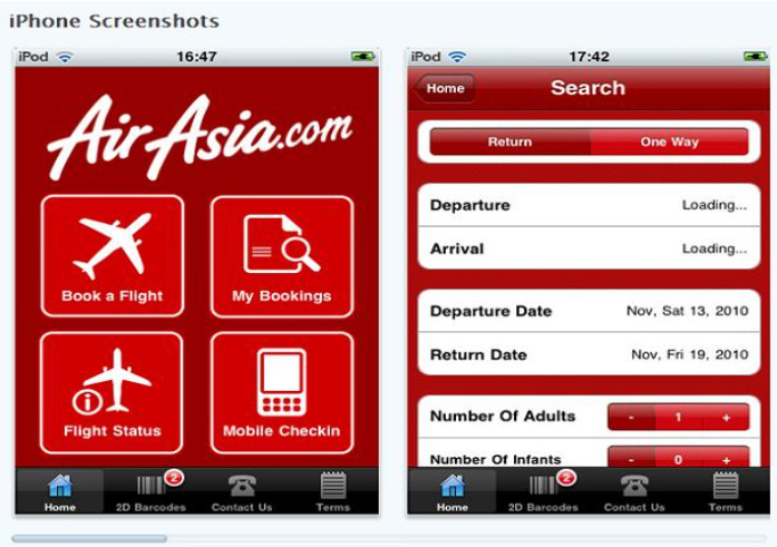 App đặt vé Air Asia